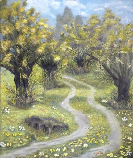 Zdjęcie oferty: Akryl na płótnie 60 x 50 cm, "Wiosenne wierzby" 