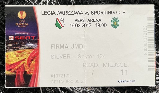 Zdjęcie oferty: Bilet kolekcjonerski Sporting - Legia