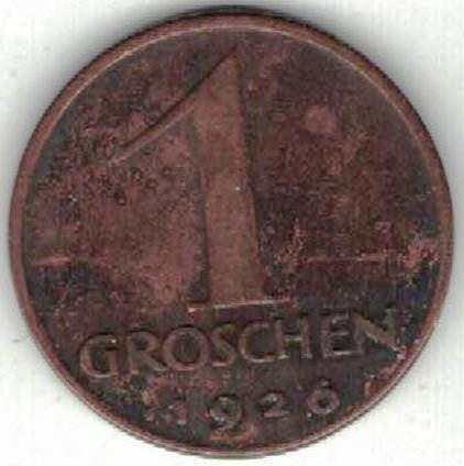 Zdjęcie oferty: Austria 1 grosz groschen 1926  17 mm