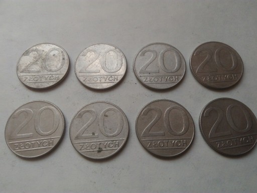 Zdjęcie oferty: MONETY PRL 20 ZŁOTYCH 1989 1990 ZESTAW 8 szt.