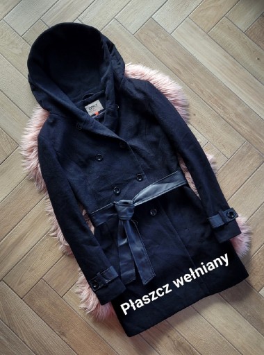 Zdjęcie oferty: Płaszcz wełniany damski czarny świąteczny wełna XL