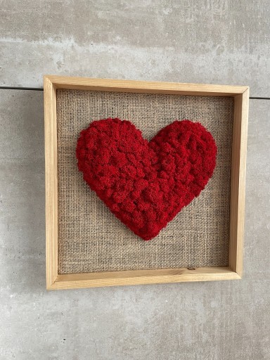 Zdjęcie oferty: Obraz czerwone serce z mchu 26 cm prezent miłość