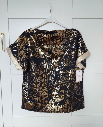 Zdjęcie oferty: Bluzka czarna w złote kwiaty New Collection roz L/XL