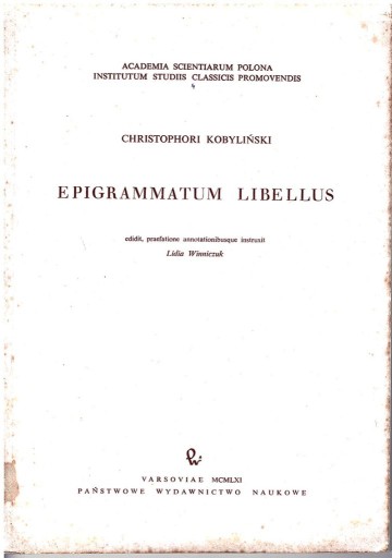 Zdjęcie oferty: Christophori Kobyliński : Epigrammatum libellus