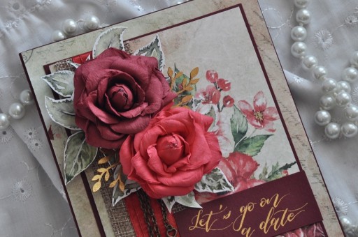 Zdjęcie oferty: romantyczna kartka handmade walentynki róże klucze