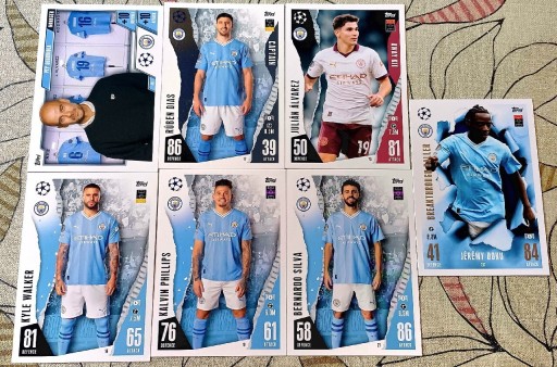 Zdjęcie oferty: 7 kart Manchester City – Topps Match Attax 2023/2024 (bazowe, ale błyszczą 