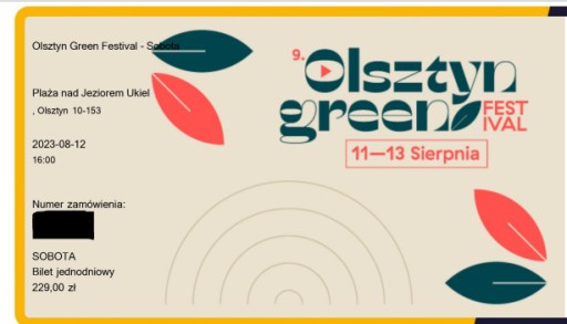 Zdjęcie oferty: Bilet Olsztyn Green Festiwal 2023 sobota