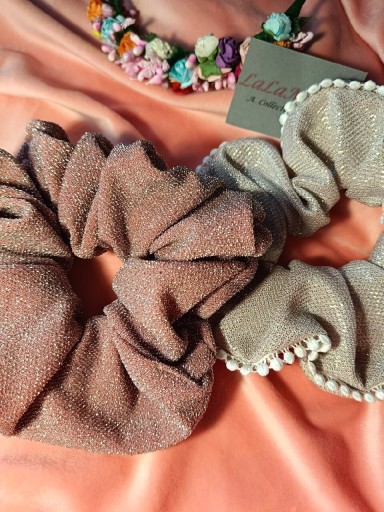 Zdjęcie oferty: Scrunchie gumka frotka pudrowy róż komplet 