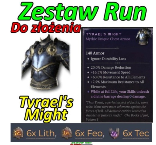 Zdjęcie oferty: Diablo 4 Tyrael's Might Zestaw Run ETERNAL Diablo 4 Wieczność d4