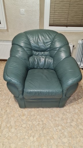 Zdjęcie oferty: Fotel skóra naturalna ciemny zielony duży wygodny