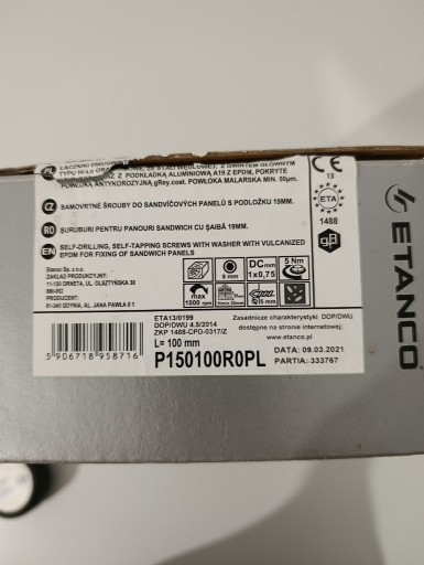 Zdjęcie oferty: Wkręty z uszczelką do blachy 10 cm