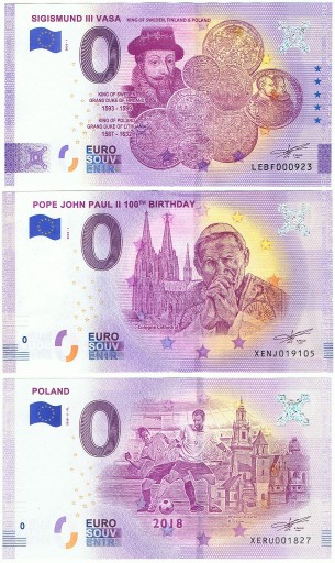 Zdjęcie oferty: 3x0 euro Zgmunt III Waza Jan Paweł II Kraków Wawel