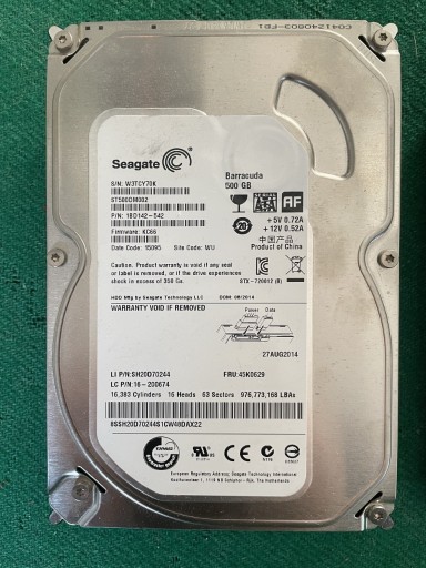 Zdjęcie oferty: Dysk twardy Seagate Barracuda 500gb