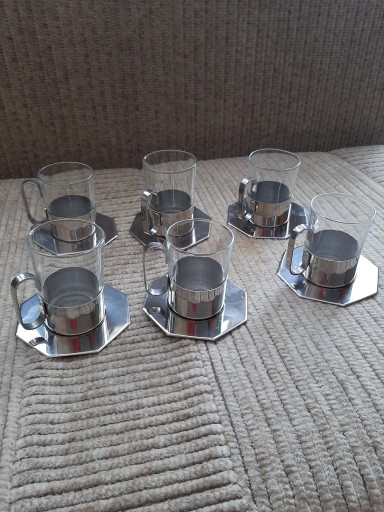 Zdjęcie oferty: Zepter 6 szklanek w koszyczkach z podstawkami