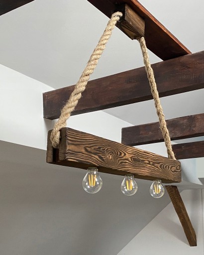 Zdjęcie oferty: Drewniana lampa wisząca z belki drewnianej Loft