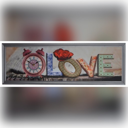 Zdjęcie oferty: OBRAZ ZEGAR PODŁUŻNY LOVE 90x30 cm