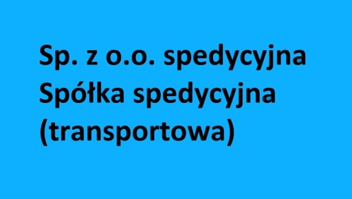 Zdjęcie oferty: Spółka Licencja Spedycyjna (transportowa) 