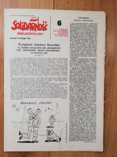 Zdjęcie oferty: czasopismo "Solidarność Wielkopolski" z 16.02.1981