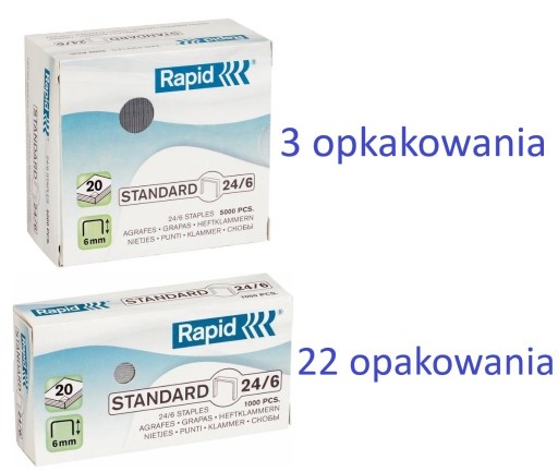 Zdjęcie oferty: 22x1000 i 3x5000 Zszywki Rapid Standard 24/6