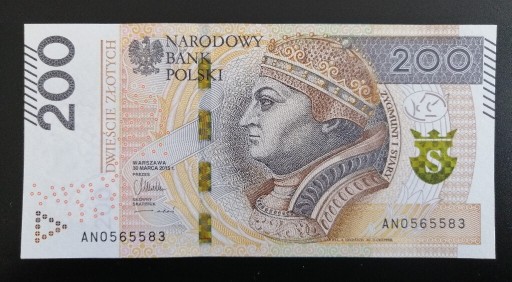 Zdjęcie oferty: 200 złotych 2015 seria AN piękny UNC numer z zerem