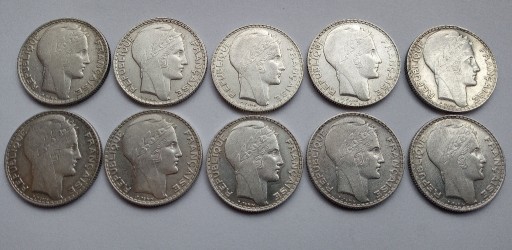 Zdjęcie oferty: 10 Franków Francja 1930-34 rok Srebro Ag Piękne