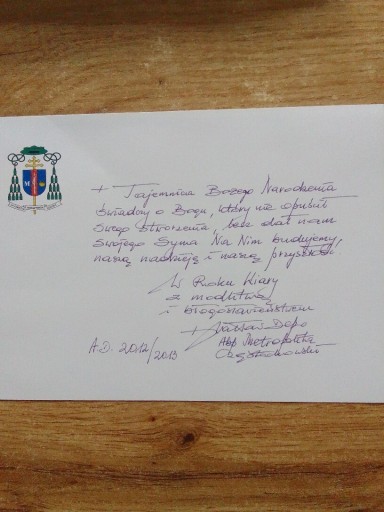 Zdjęcie oferty: Autograf dedykacją Abp Wacław Depo 
