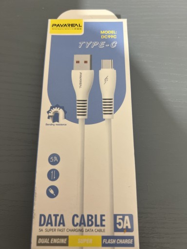 Zdjęcie oferty: Kabel USB Typu C, 5A Pavareal biały