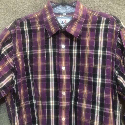 Zdjęcie oferty: Koszula męska 41/42, fioletowa krata z czarnym