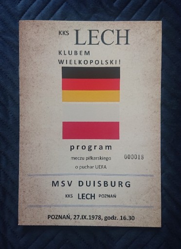 Zdjęcie oferty: Program Lech Poznań-MSV Duisburg 1978 Fan edition