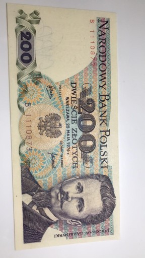 Zdjęcie oferty: 200 złotych 1976r. Seria B1110873  stan 1 UNC