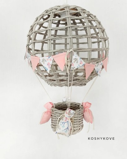Zdjęcie oferty: Lampa balon szara groszki róż + multi