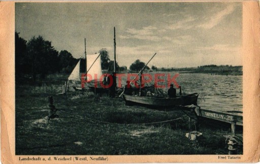 Zdjęcie oferty: Krajobraz nad Wisłą, łodzie, rybacy