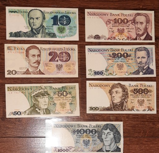 Zdjęcie oferty: Banknoty od 10zł do 1000zł stan UNC- polecam 