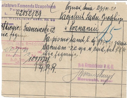 Zdjęcie oferty: Pismo PKU Poznań,1929r Podpisał mjr Morawski-55p.p