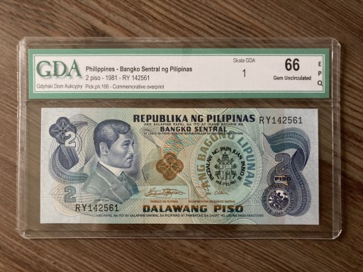 Zdjęcie oferty: Filipiny 2 Piso 1981 grading GDA 1 / 66 EPQ UNC