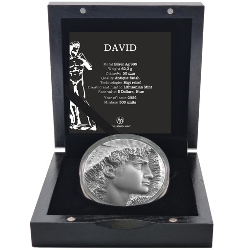 Zdjęcie oferty: DAVID 2 Oz 5$ Niue 2022 High Relief Antique Finish