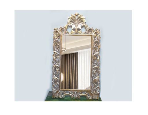 Zdjęcie oferty: OKAZJA, Lustro w złotej-białej, drewnianej ramie 80X143cm