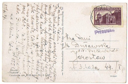 Zdjęcie oferty: Przesieka - karta ze stemp. prowiz. z 1947 r. 