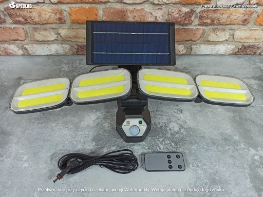 Zdjęcie oferty: LAMPA LED SOLARNA 4x LED 20W czujnik IP65 + Pilot