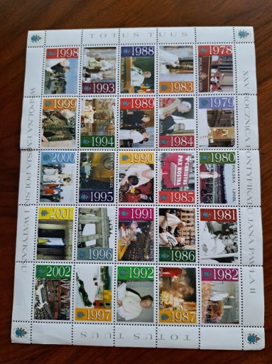 Zdjęcie oferty: Arkusz znaczki pocztowe 25 rocznicę pontyfikatu Jana Pawła II