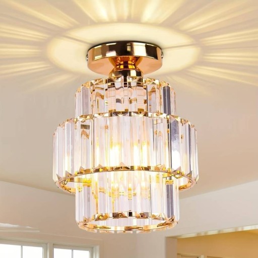 Zdjęcie oferty: Plafon sufitowy żyrandol kryształowy złoty lampa