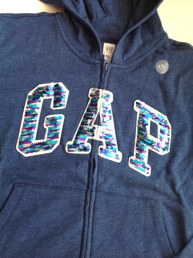 Zdjęcie oferty: GAP niebieska bluza z kapturem logo cekiny 14 15 16 lat