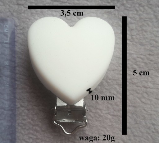Zdjęcie oferty: Klips biały serce - silikonowy do smoczka
