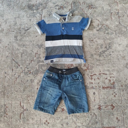 Zdjęcie oferty: Komplet chłopiec koszulka polo spodenki jeans 86