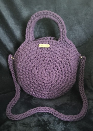Zdjęcie oferty: Nowa torebka, okrągły kuferek fioletowy handmade