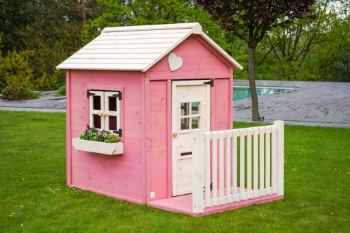 Zdjęcie oferty: Drewniany różowy domek dla dzieci z tarasem 