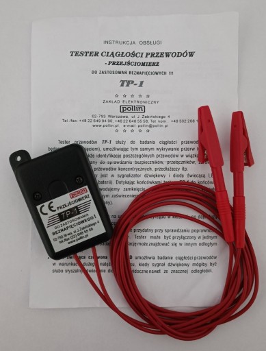 Zdjęcie oferty: Tester ciągłości przewodów Pollin TP-1