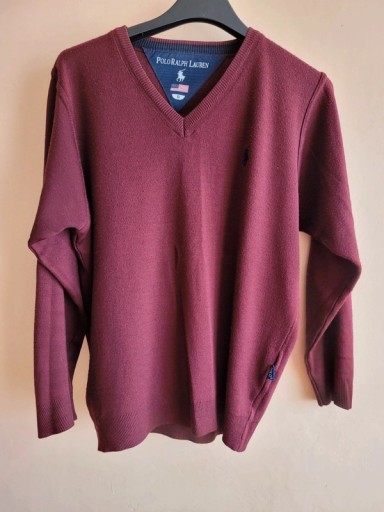 Zdjęcie oferty: Wełniany burgundowy sweter Ralph Lauren roz. S