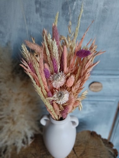 Zdjęcie oferty: Bukiet suszonych kwiatów, traw i zbóż - różowy