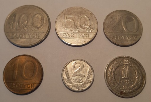 Zdjęcie oferty: Zestaw monet PRL 1,2,10,20,50 i 100 złotych z 1990